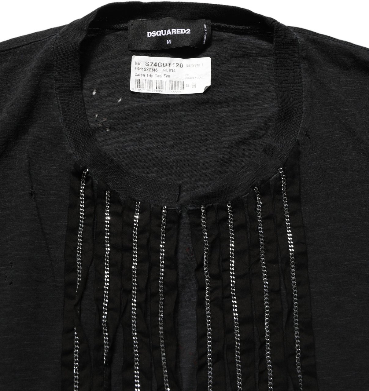 Dsquared2 Dsquared² Black Chain Embellished Cotton Short Sleeve T-shirt Groen