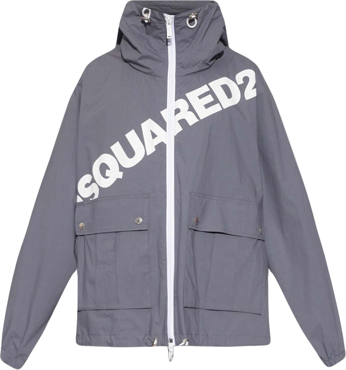 Dsquared2 Logo Hooded Windbreaker Grijs