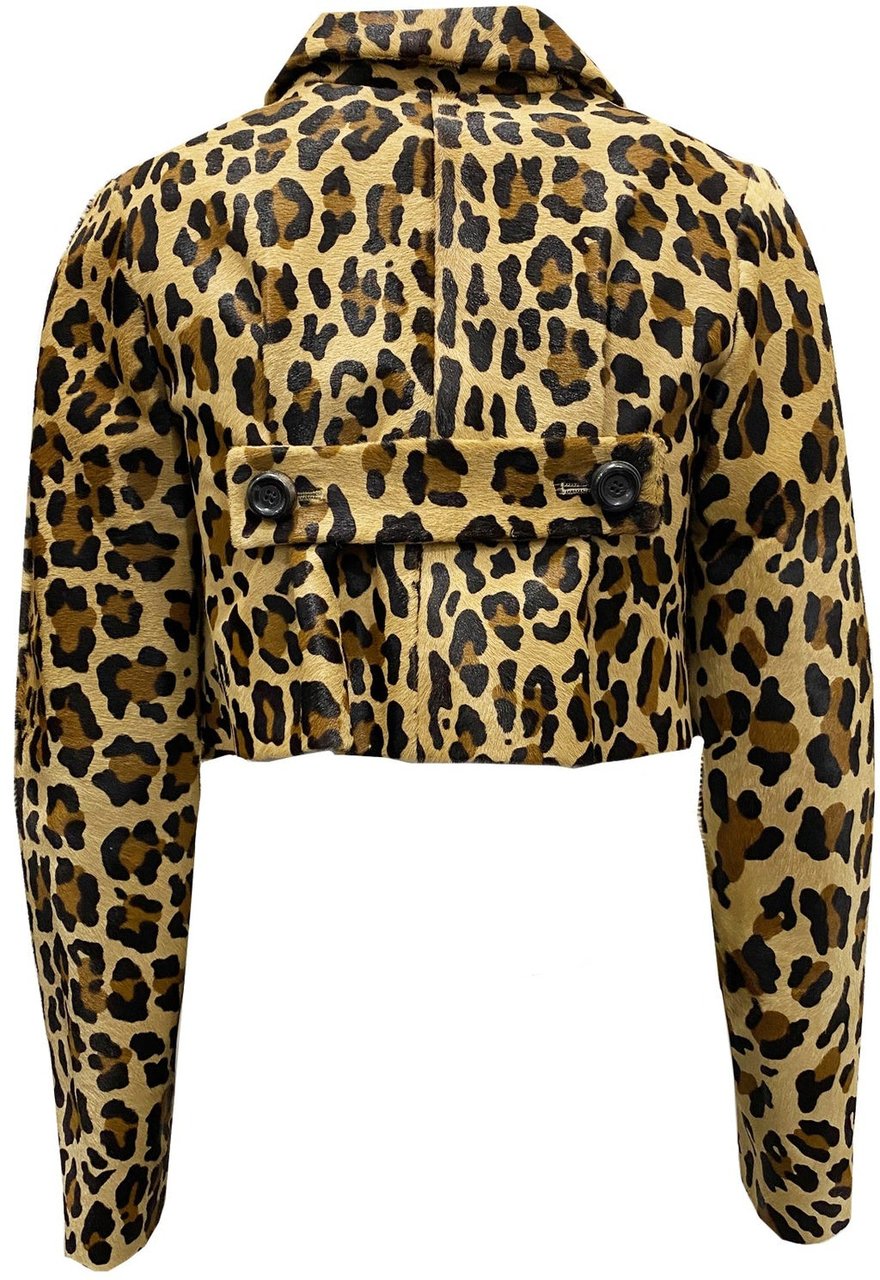 Dsquared2 Leopard Calf Hair Cropped Jacket Bruin