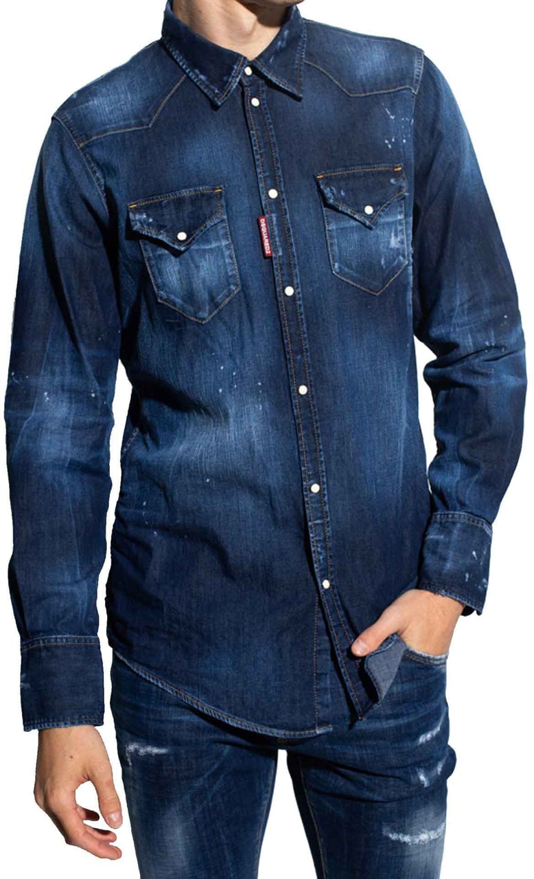Dsquared2 Denim Shirt Blauw