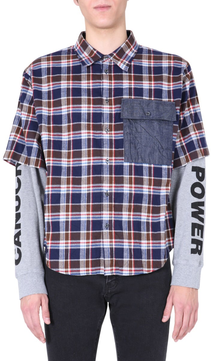 Dsquared2 SHIRT WITH DOUBLE SLEEVES Blauw