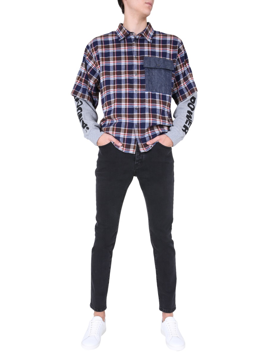 Dsquared2 SHIRT WITH DOUBLE SLEEVES Blauw