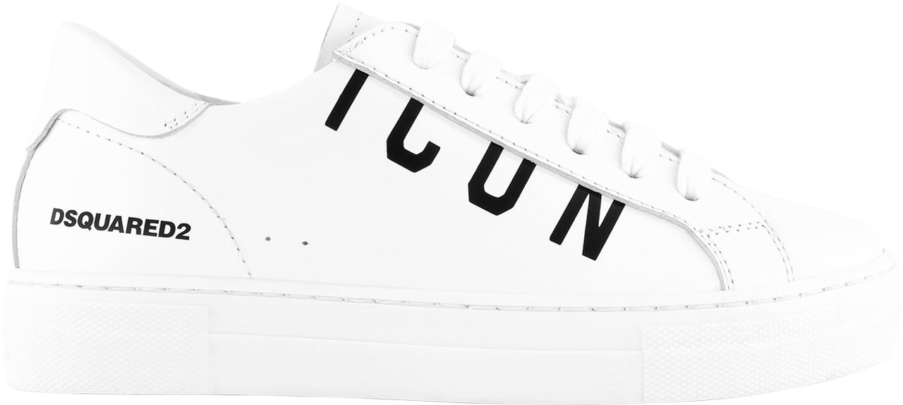 Dsquared2 Icon Sneakers Box Sole Lace Maxi Logo Print Wit