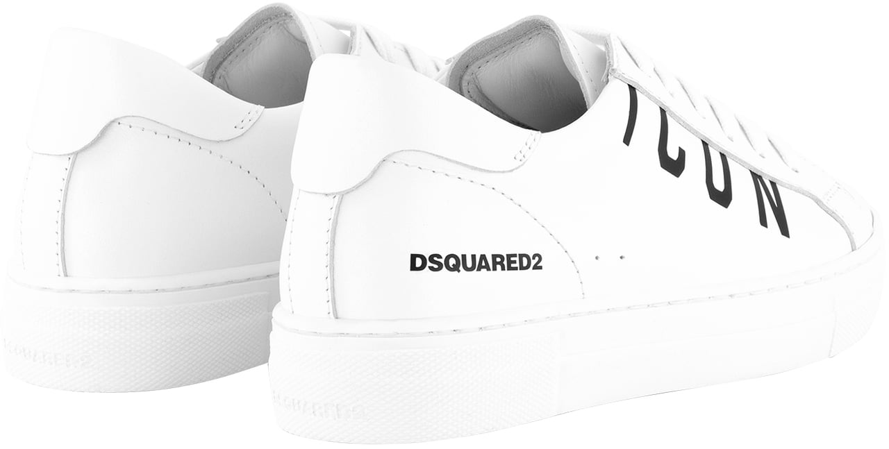 Dsquared2 Icon Sneakers Box Sole Lace Maxi Logo Print Wit