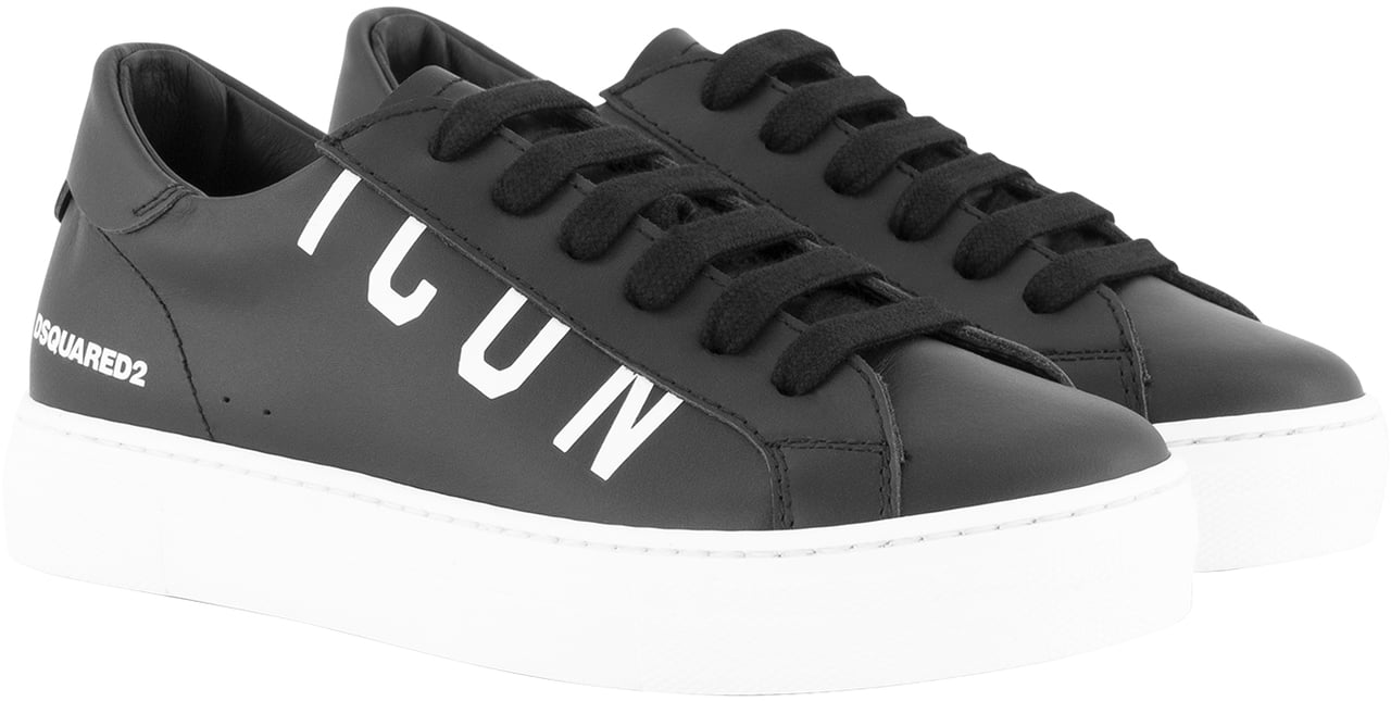 Dsquared2 Icon Sneakers Box Sole Lace Maxi Logo Print Zwart