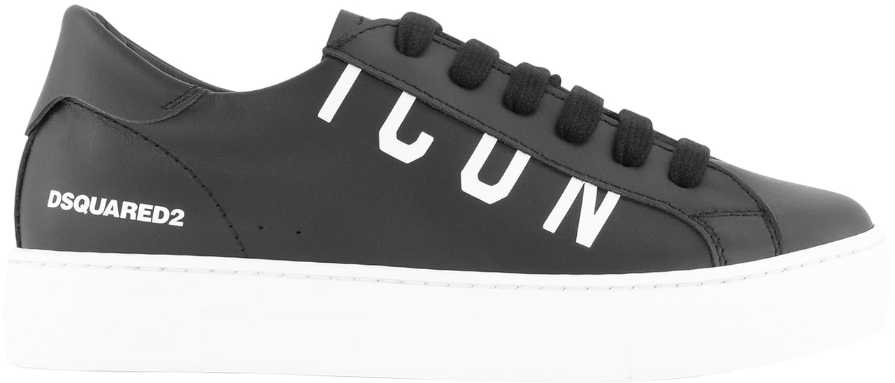Dsquared2 Icon Sneakers Box Sole Lace Maxi Logo Print Zwart