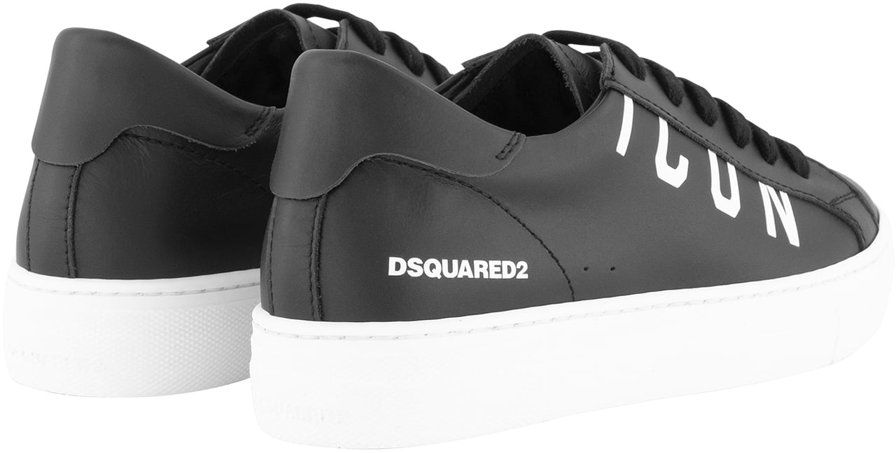 Dsquared2 Icon Sneakers Box Sole Lace Maxi Logo Print Zwart