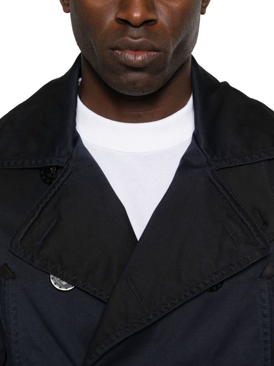 Dsquared2 Double-Breasted Dark Blue Jacket With Notched Lapels Blauw