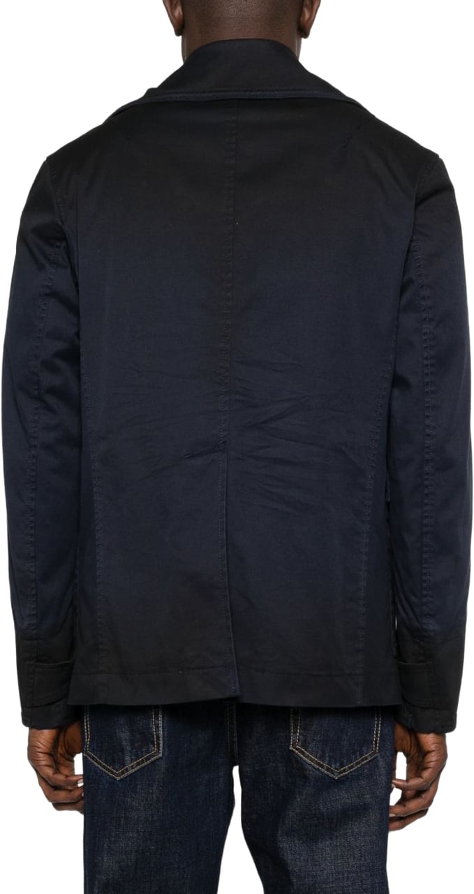 Dsquared2 Double-Breasted Dark Blue Jacket With Notched Lapels Blauw