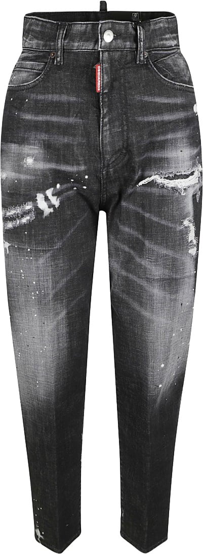 Dsquared2 Distressed Black Jeans With Tapered Fit Zwart