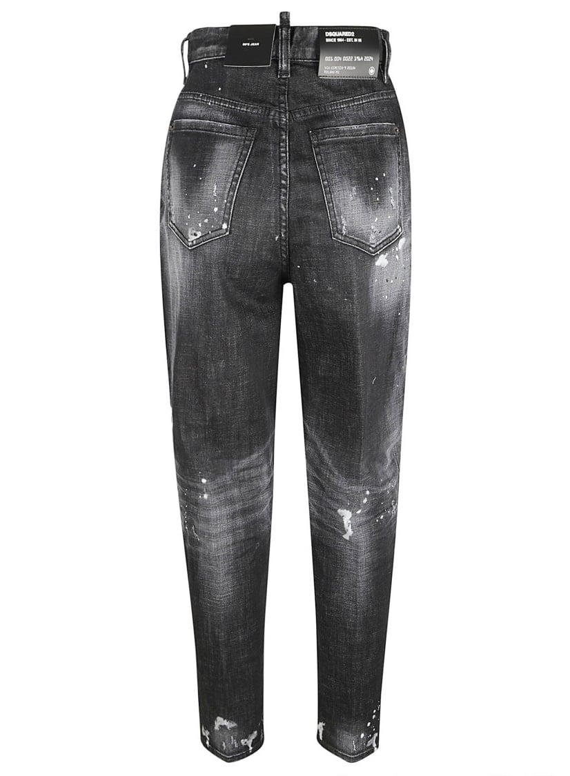 Dsquared2 Distressed Black Jeans With Tapered Fit Zwart