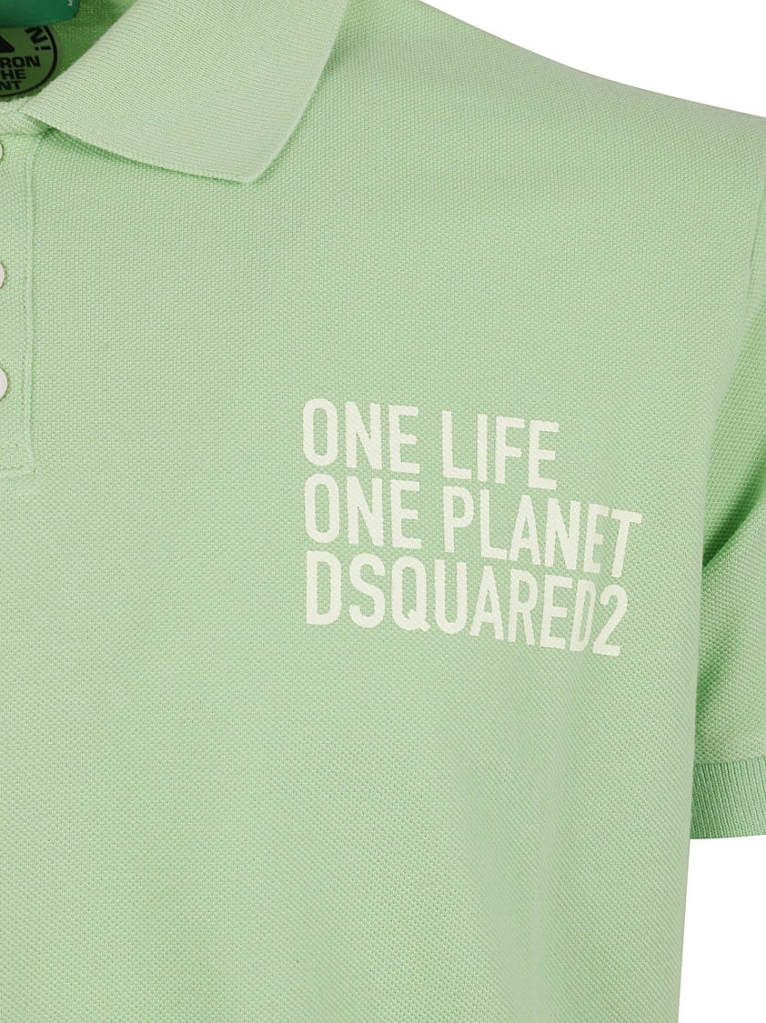 Dsquared2 Green Polo Shirt With Classic Collar Neutraal
