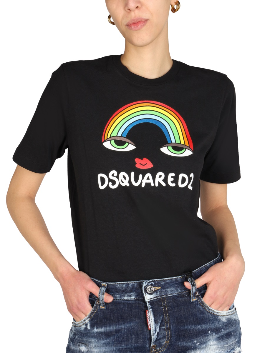 Dsquared2 RAINBOW RENNY T-SHIRT Zwart
