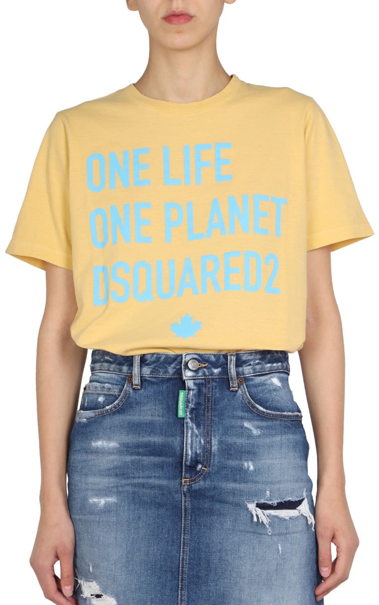 Dsquared2 "ONE LIFE ONE PLANET" T-SHIRT Geel