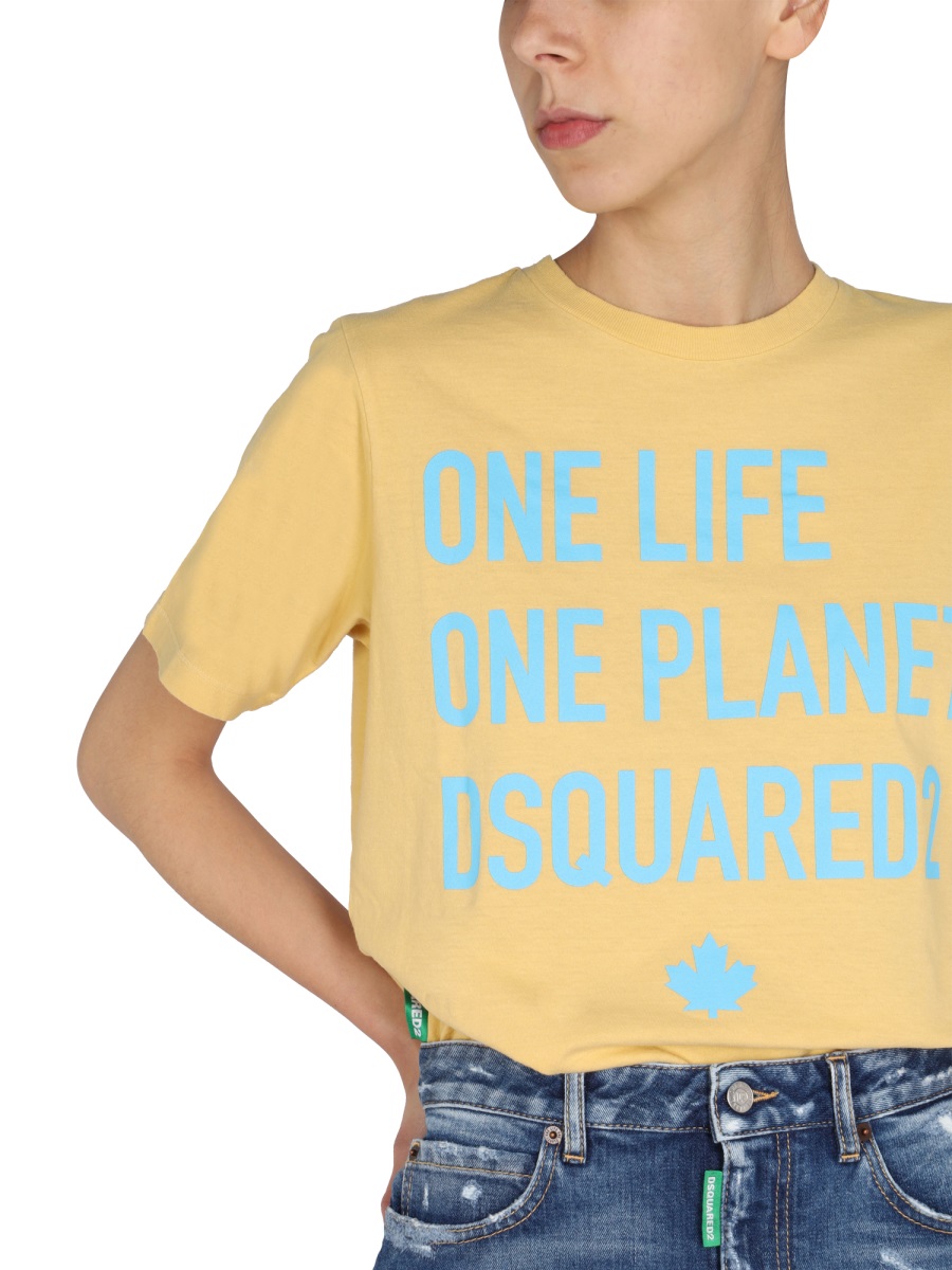 Dsquared2 "ONE LIFE ONE PLANET" T-SHIRT Geel