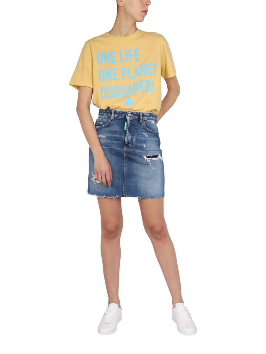Dsquared2 "ONE LIFE ONE PLANET" T-SHIRT Geel