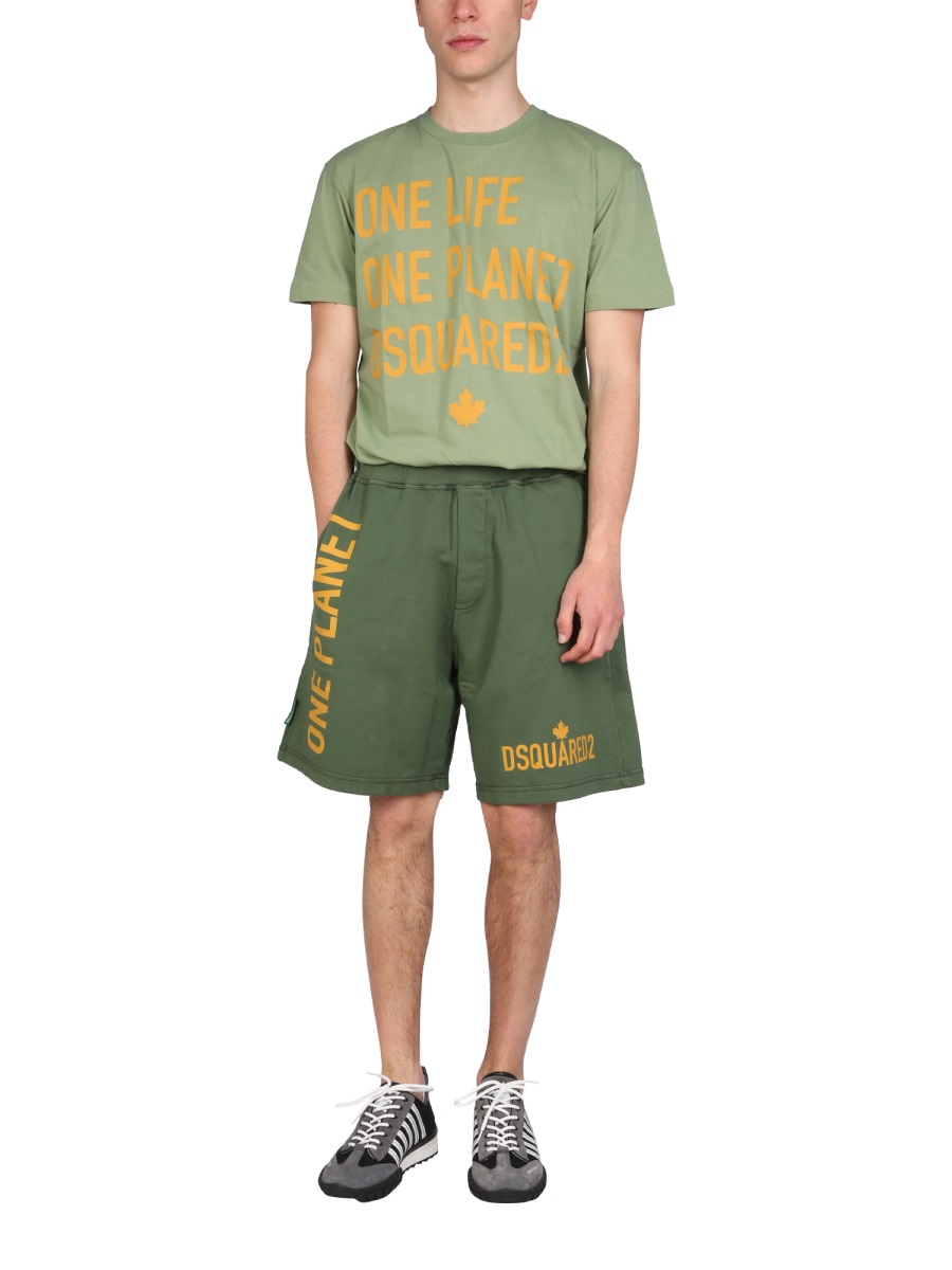 Dsquared2 "ONE LIFE ONE PLANET" BERMUDA SHORTS Groen