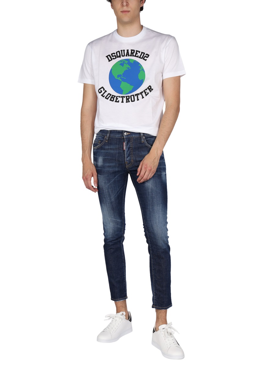 Dsquared2 "GLOBETROTTER" T-SHIRT WITH PRINT Wit