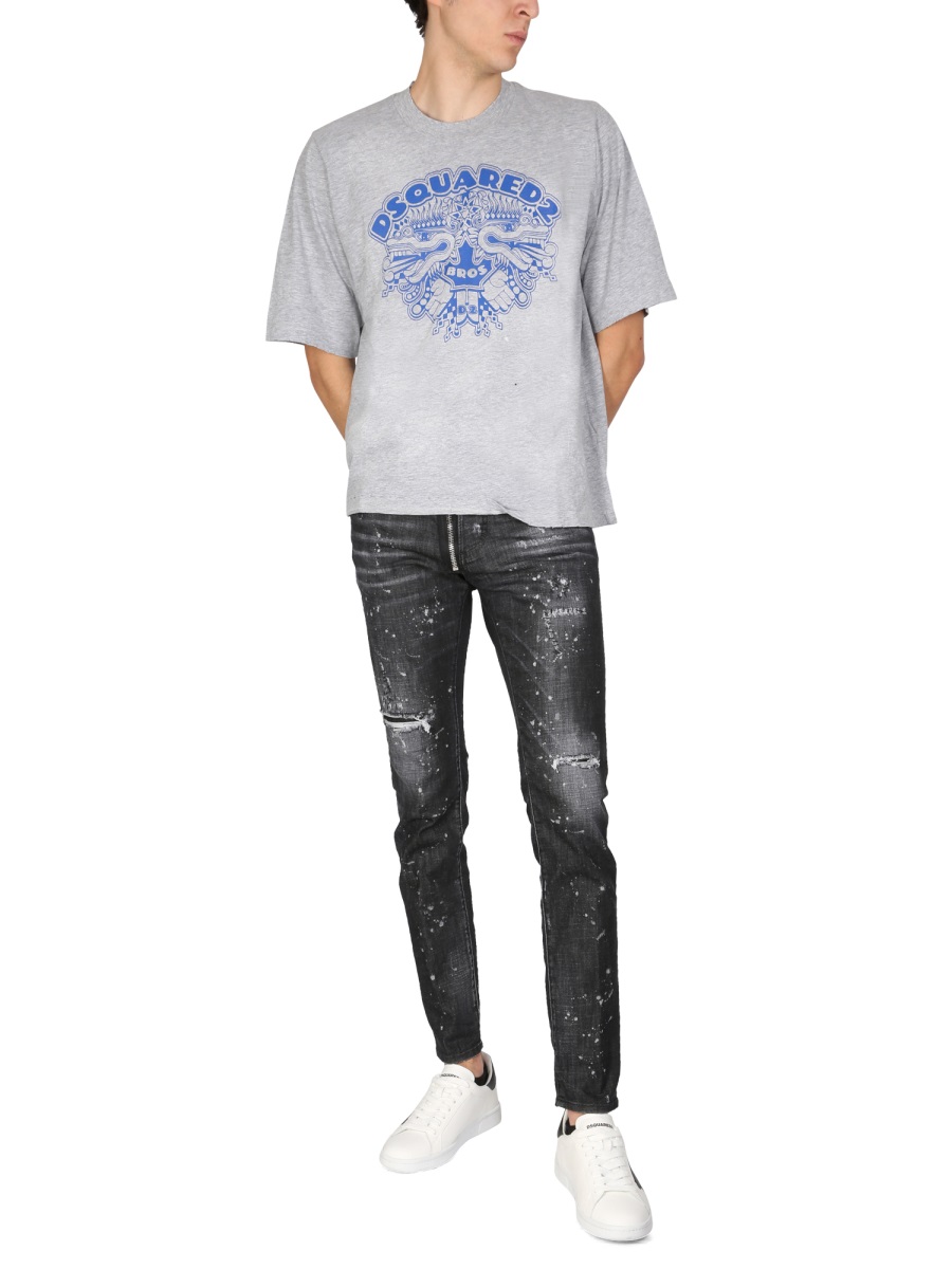 Dsquared2 DRAGON BROS FOOTBALL T-SHIRT Grijs