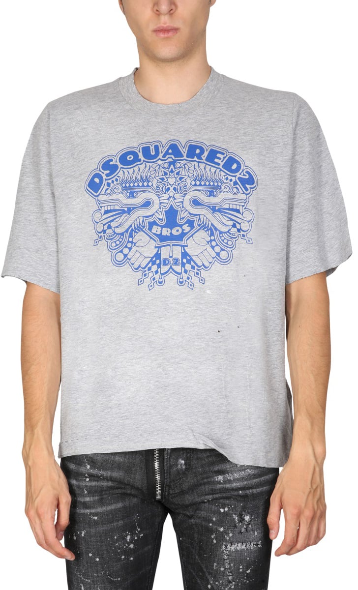Dsquared2 DRAGON BROS FOOTBALL T-SHIRT Grijs