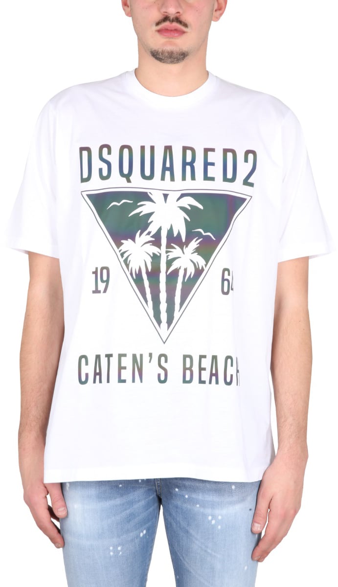 Dsquared2 T-SHIRT D2 CATEN'S BEACH Wit