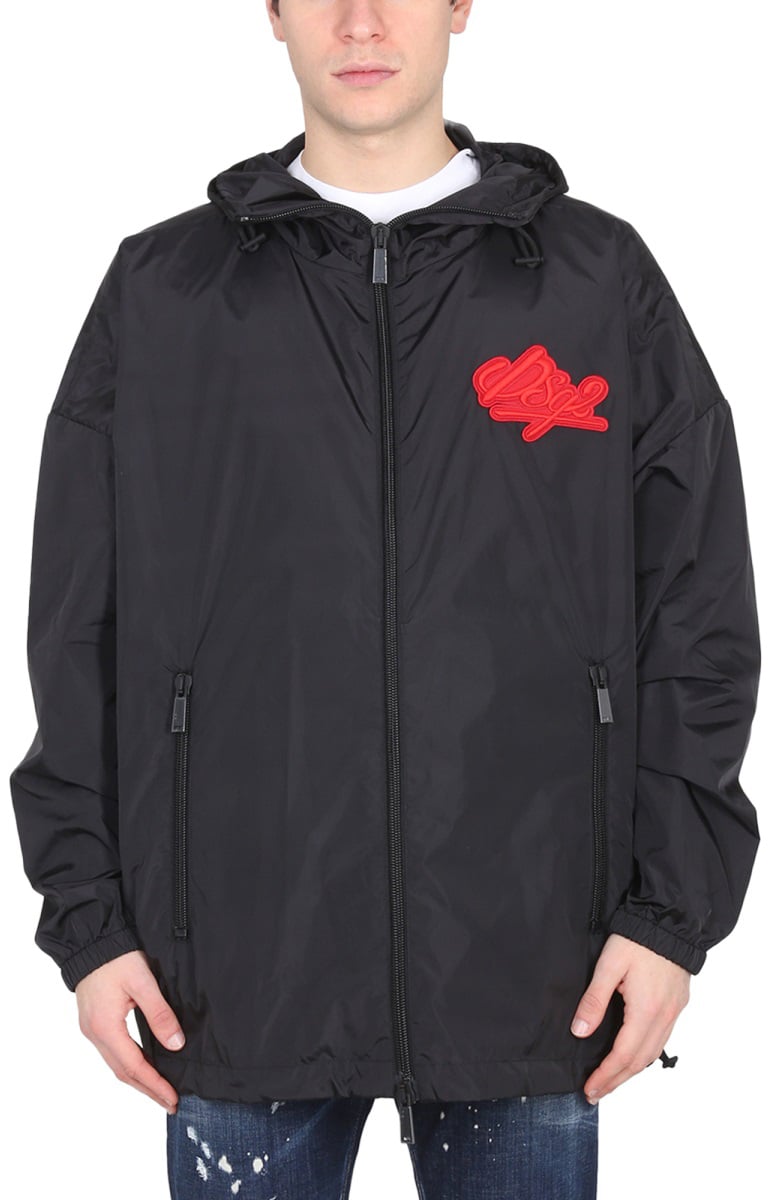 Dsquared2 JACKET WITH LOGO PATCH Zwart