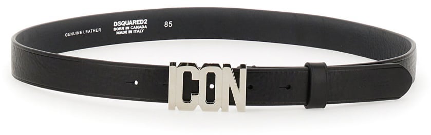 Dsquared2 LEATHER BELT Zwart