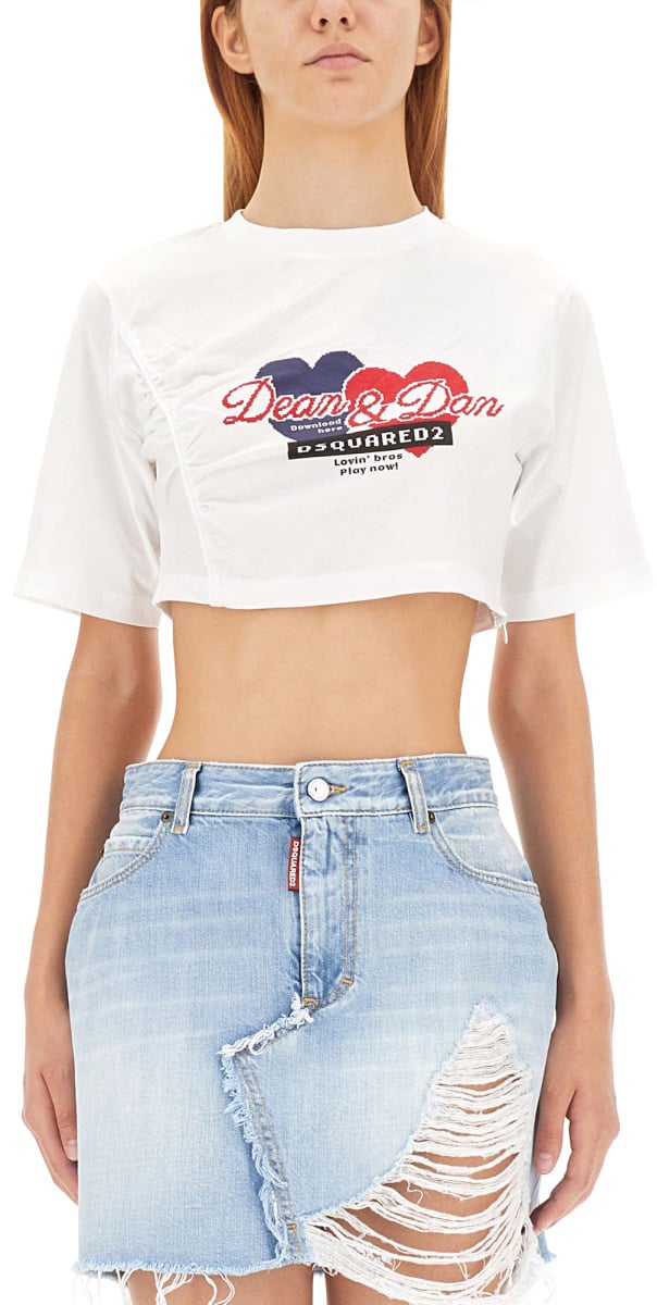 Dsquared2 CROPPED FIT T-SHIRT Wit