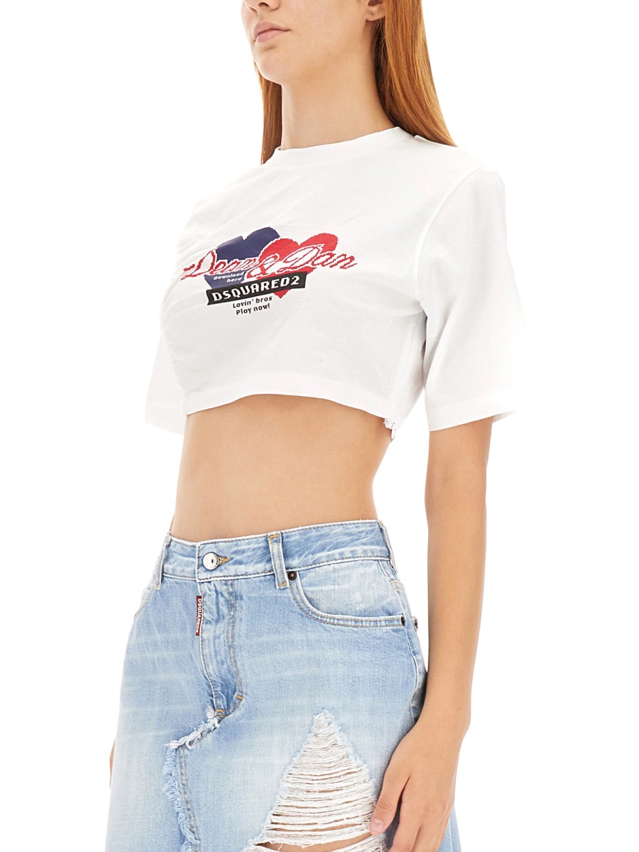Dsquared2 CROPPED FIT T-SHIRT Wit