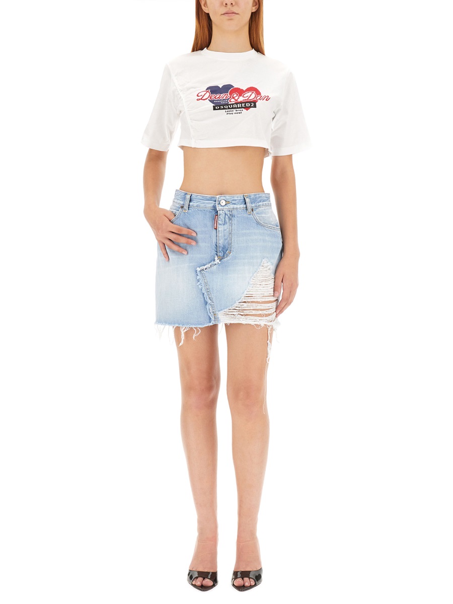 Dsquared2 CROPPED FIT T-SHIRT Wit