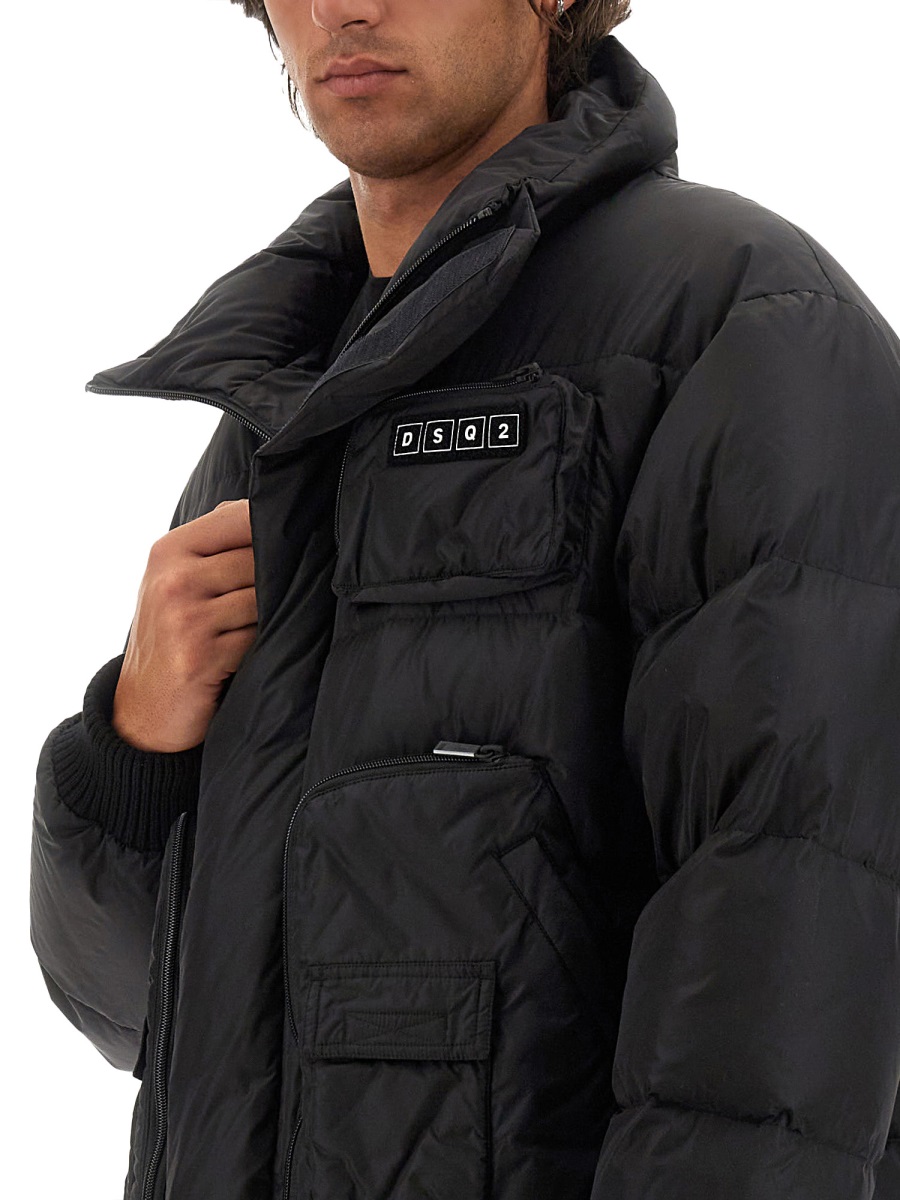 Dsquared2 DOWN JACKET WITH LOGO Zwart