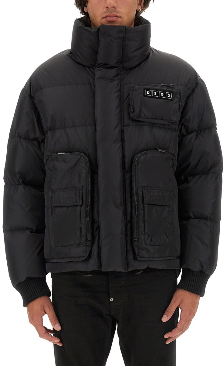 Dsquared2 DOWN JACKET WITH LOGO Zwart