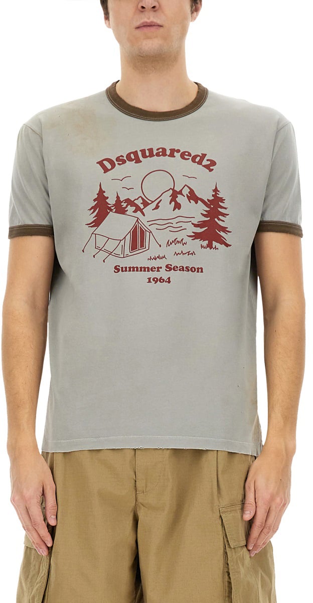 Dsquared2 T-SHIRT WITH PRINT Grijs