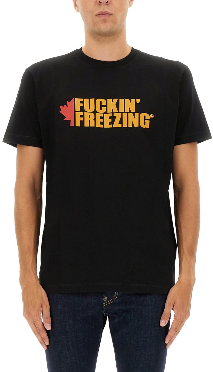 Dsquared2 T-SHIRT WITH PRINT Zwart