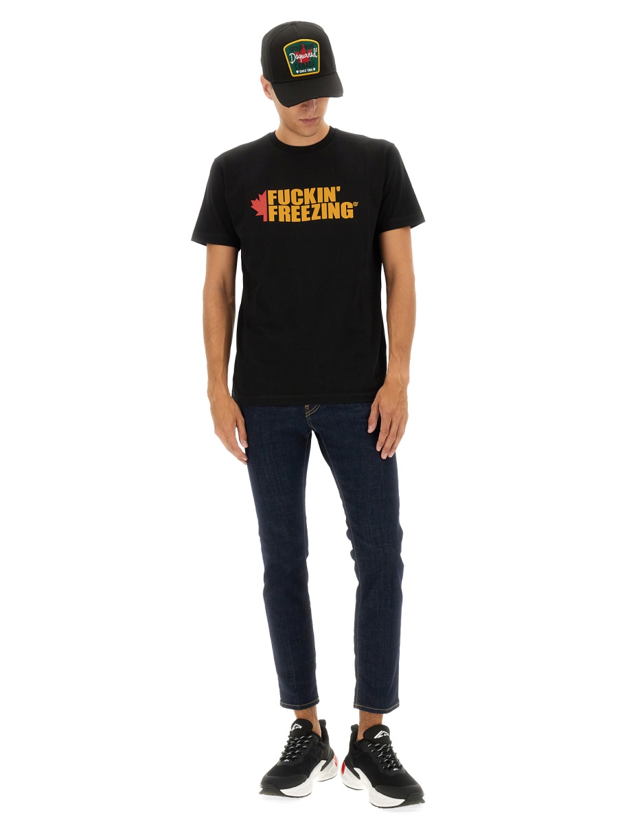 Dsquared2 T-SHIRT WITH PRINT Zwart