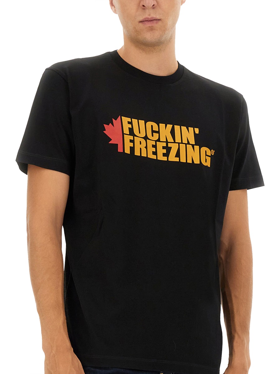 Dsquared2 T-SHIRT WITH PRINT Zwart