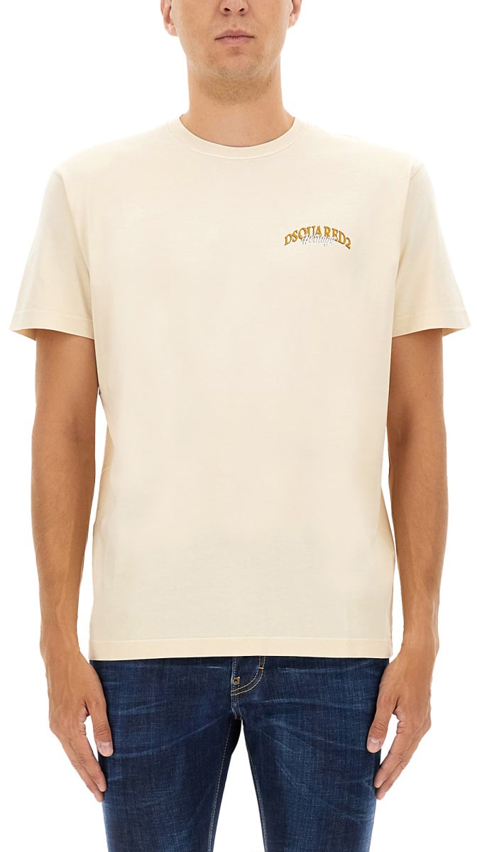 Dsquared2 T-SHIRT WITH LOGO Beige