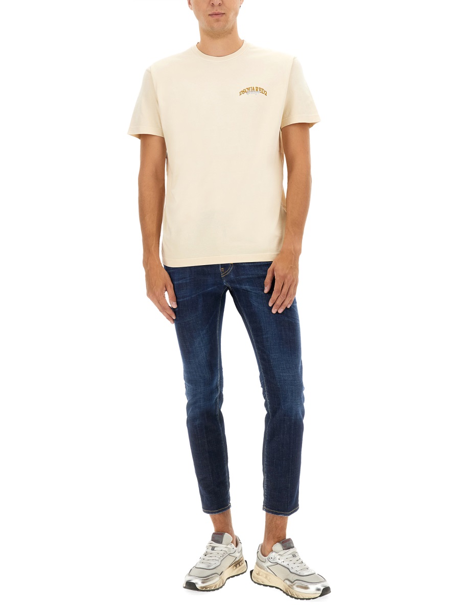 Dsquared2 T-SHIRT WITH LOGO Beige