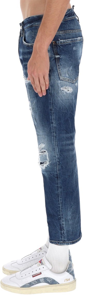 Dsquared2 JEANS WITH "DESTROYED" DETAILS Blauw