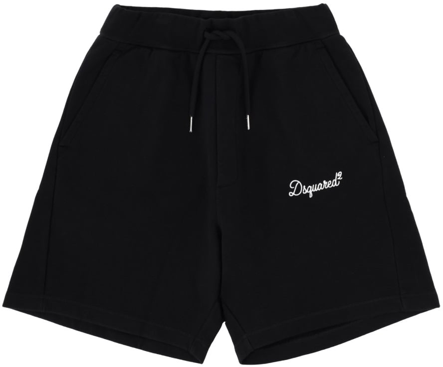 Dsquared2 SHORTS WITH LOGO EMBROIDERY Zwart