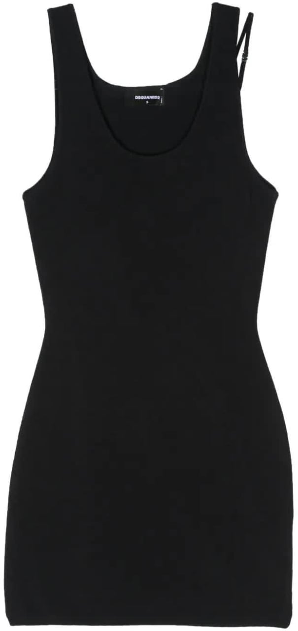 Dsquared2 Pixeled Icon Black Viscose Double-Strap Top Zwart