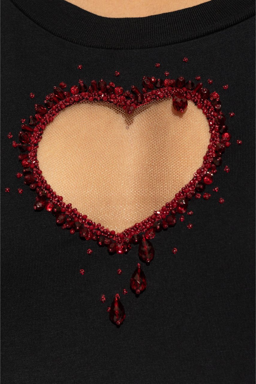 Dsquared2 Fitted Black Cotton Heart Cutout Dress Zwart