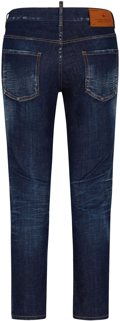 Dsquared2 Dark Blue Slim-Fit Cotton Blend Jeans Zwart