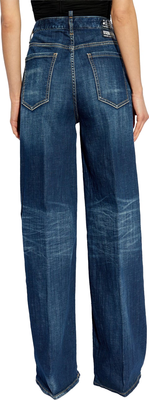 Dsquared2 Loose Fit Extra-Wide Leg Denim Jeans Groen