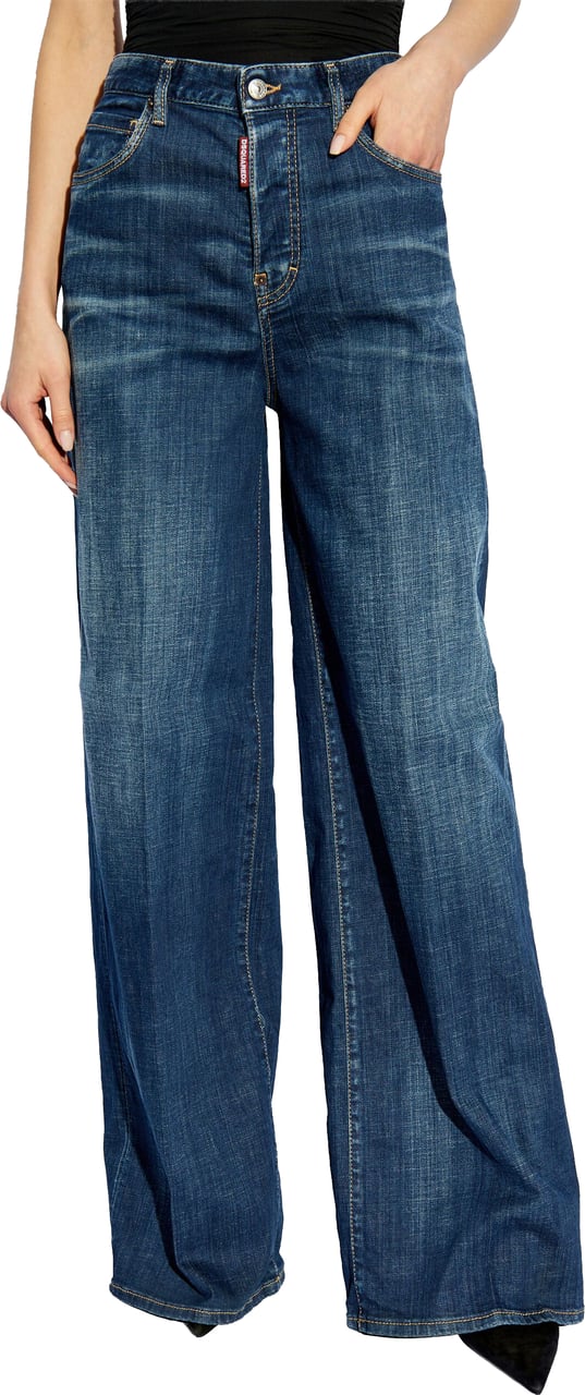 Dsquared2 Loose Fit Extra-Wide Leg Denim Jeans Groen