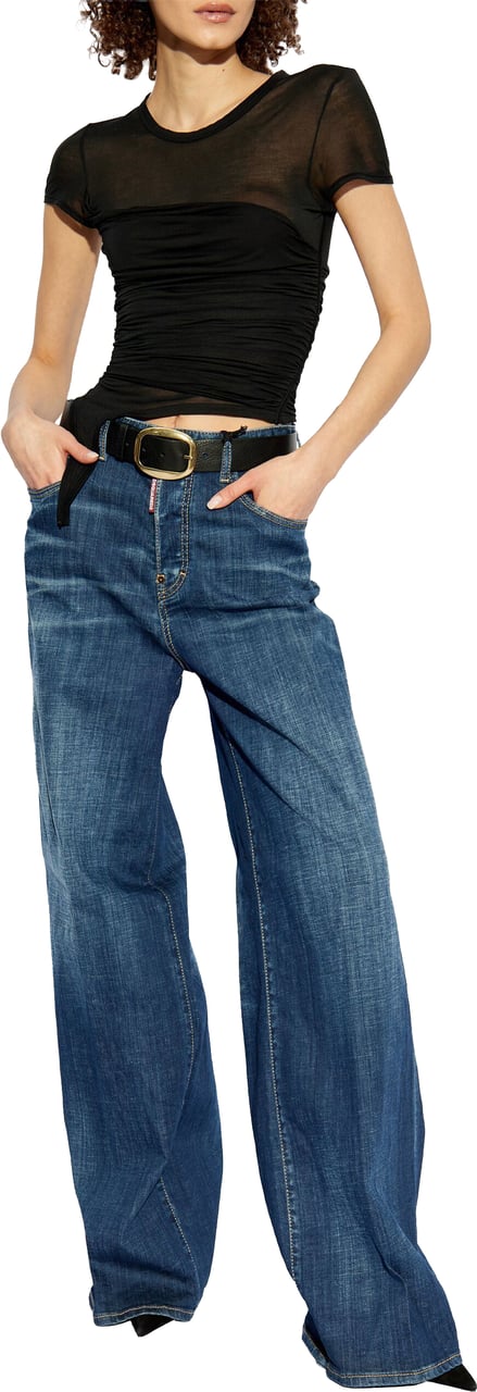 Dsquared2 Loose Fit Extra-Wide Leg Denim Jeans Groen