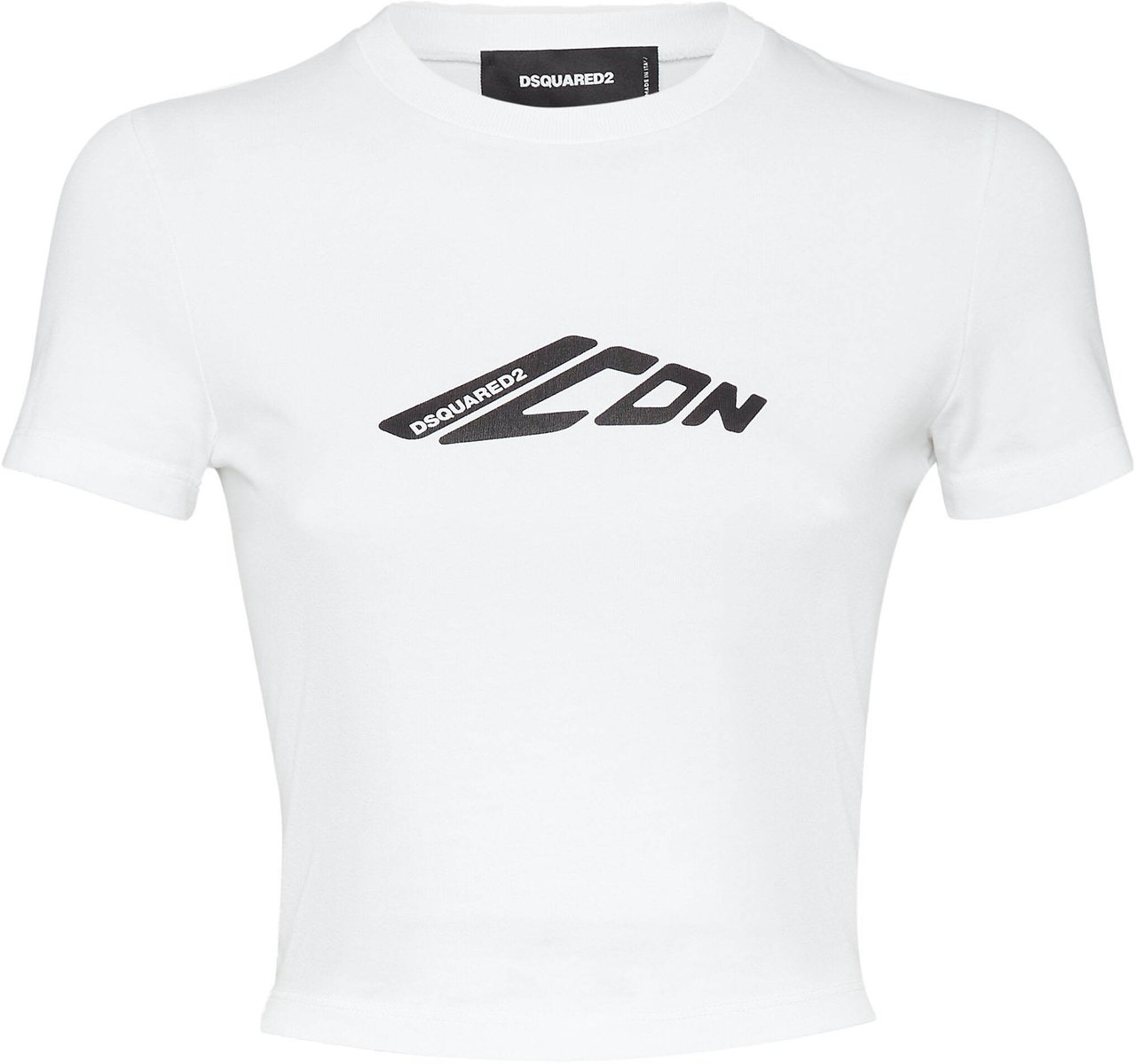 Dsquared2 Cropped White Cotton Jersey Icon T-Shirt Wit