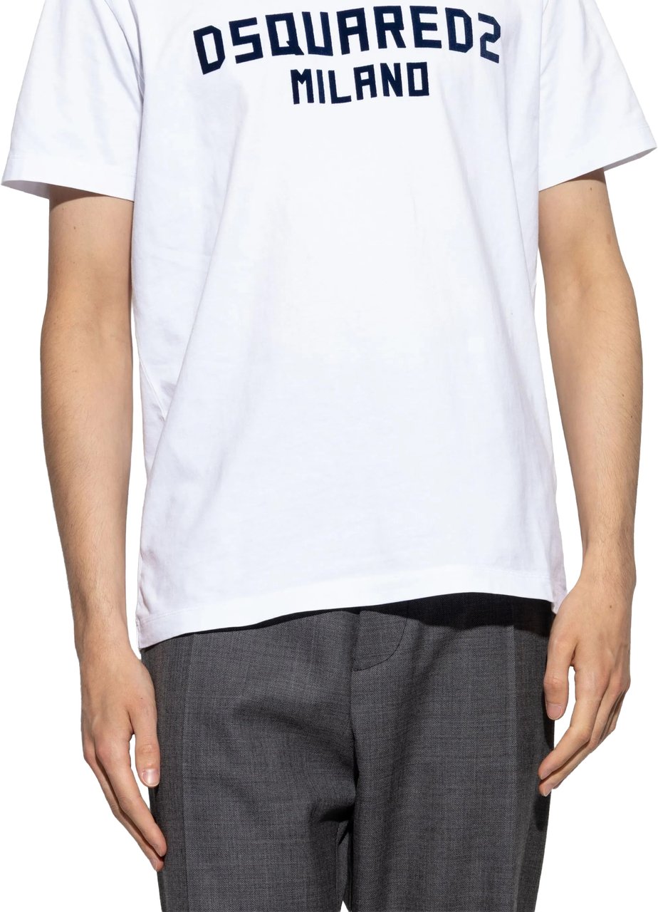 Dsquared2 Cool Fit White Navy Logo T-Shirt Wit