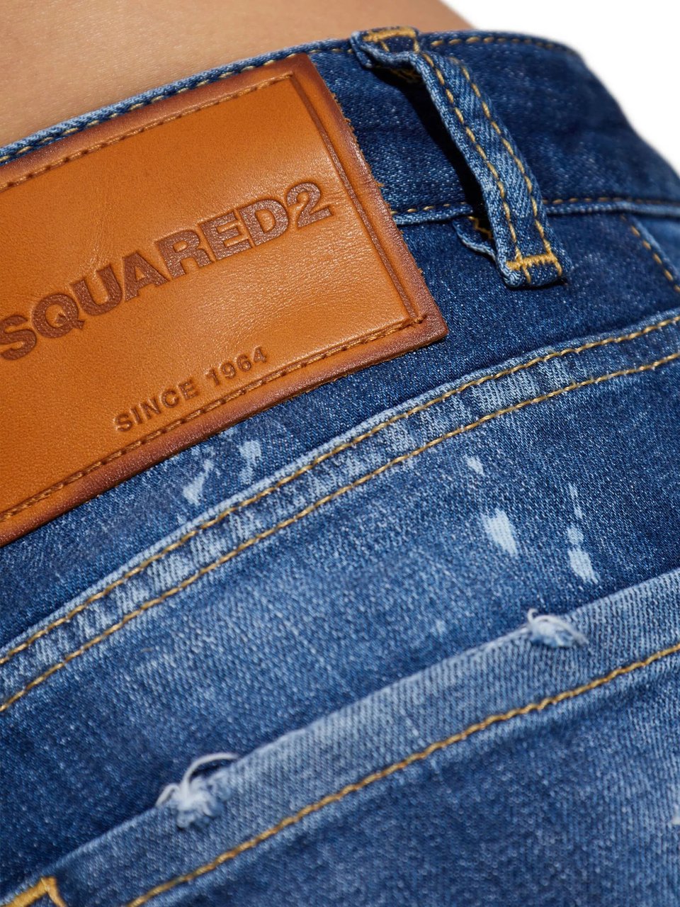 Dsquared2 Boston Mid-Rise Blue Splatter Denim Jeans Zwart