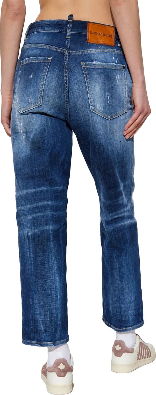 Dsquared2 Boston Mid-Rise Blue Splatter Denim Jeans Zwart